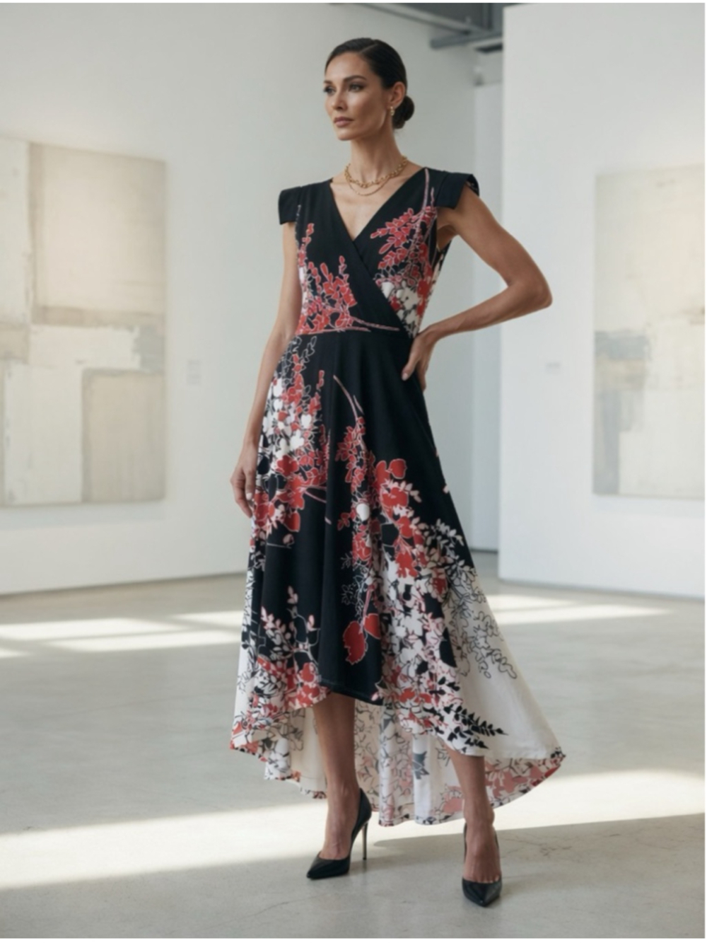 Marc Bouwer designer floral dress sz M